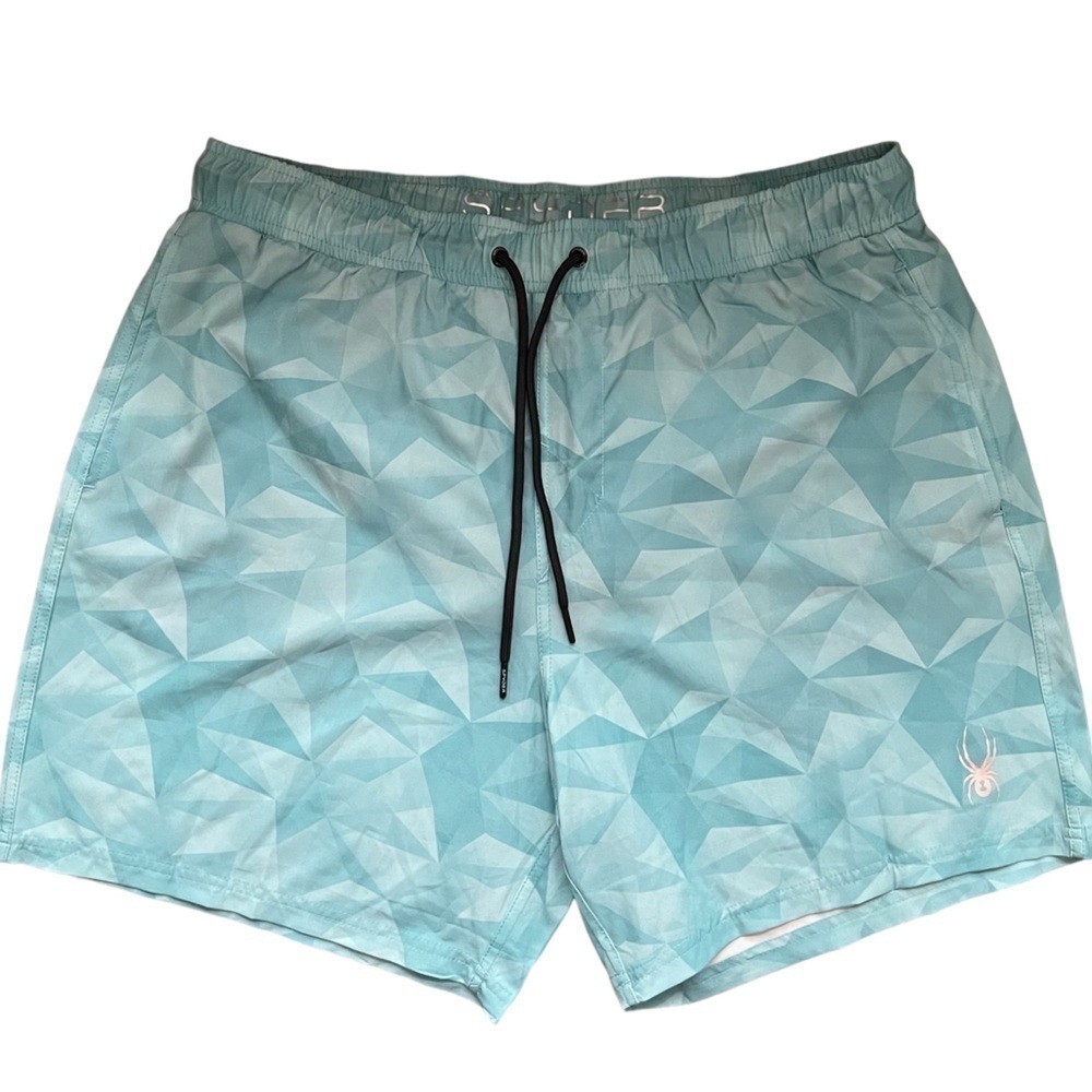 Spyder Men's Teal Swim Trunks Lined Board Shorts Kaleidoscope Swim Trunks XXL